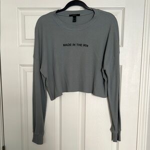 Forever 21 Cropped Waffle Long Sleeve Top